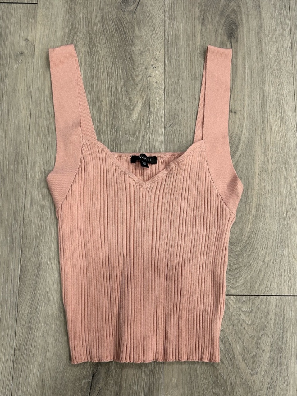 Dynamite Blush Ribbed V-Neck Tank
